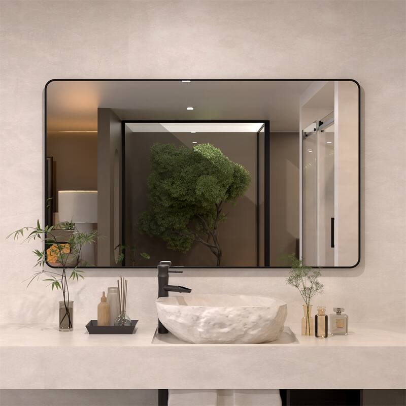 24/30/42/48/60 inch Rectangle Frameless Wall Mounted Bathroom Vanity Mirror - 60" x 36" - Matte Black