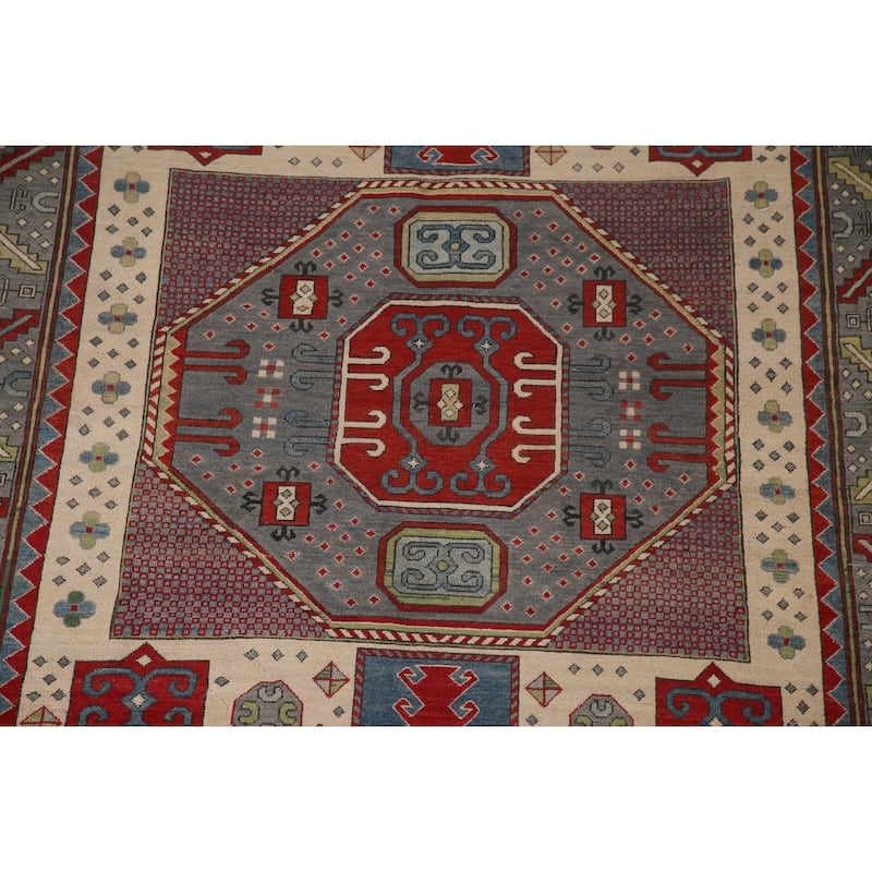 Kazak Area Rug Hand-Knotted Oriental Wool Carpet - 6'10" x 10'2"