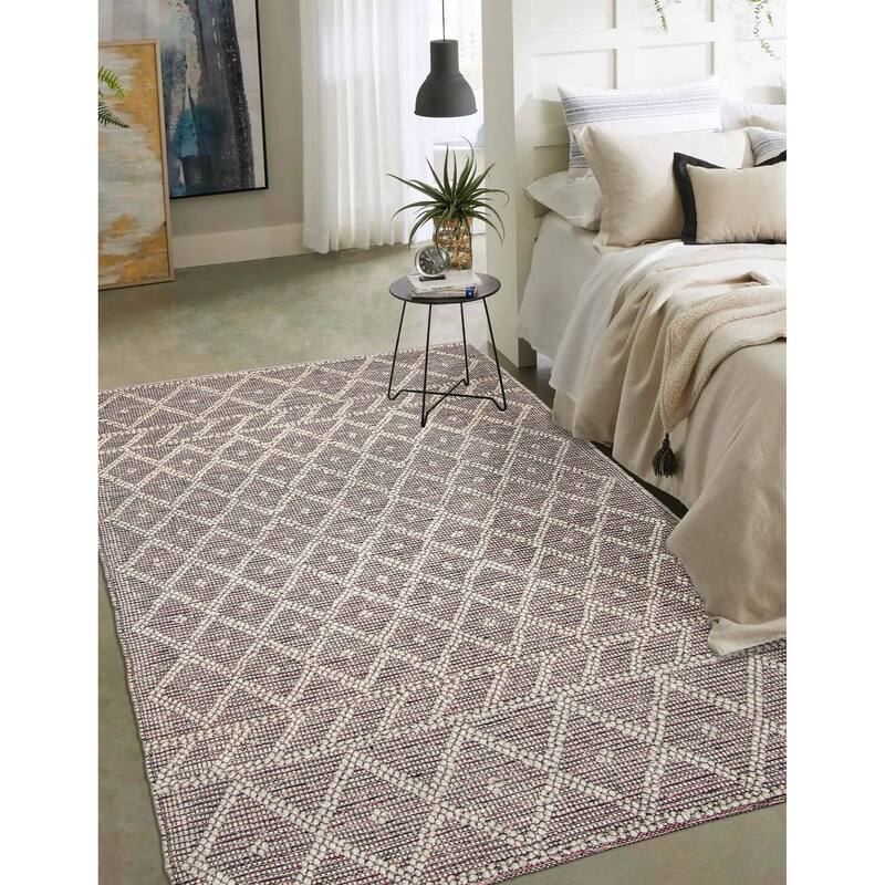 ECARPETGALLERY Braid weave Sienna Khaki Wool Rug - 5'0 x 8'2