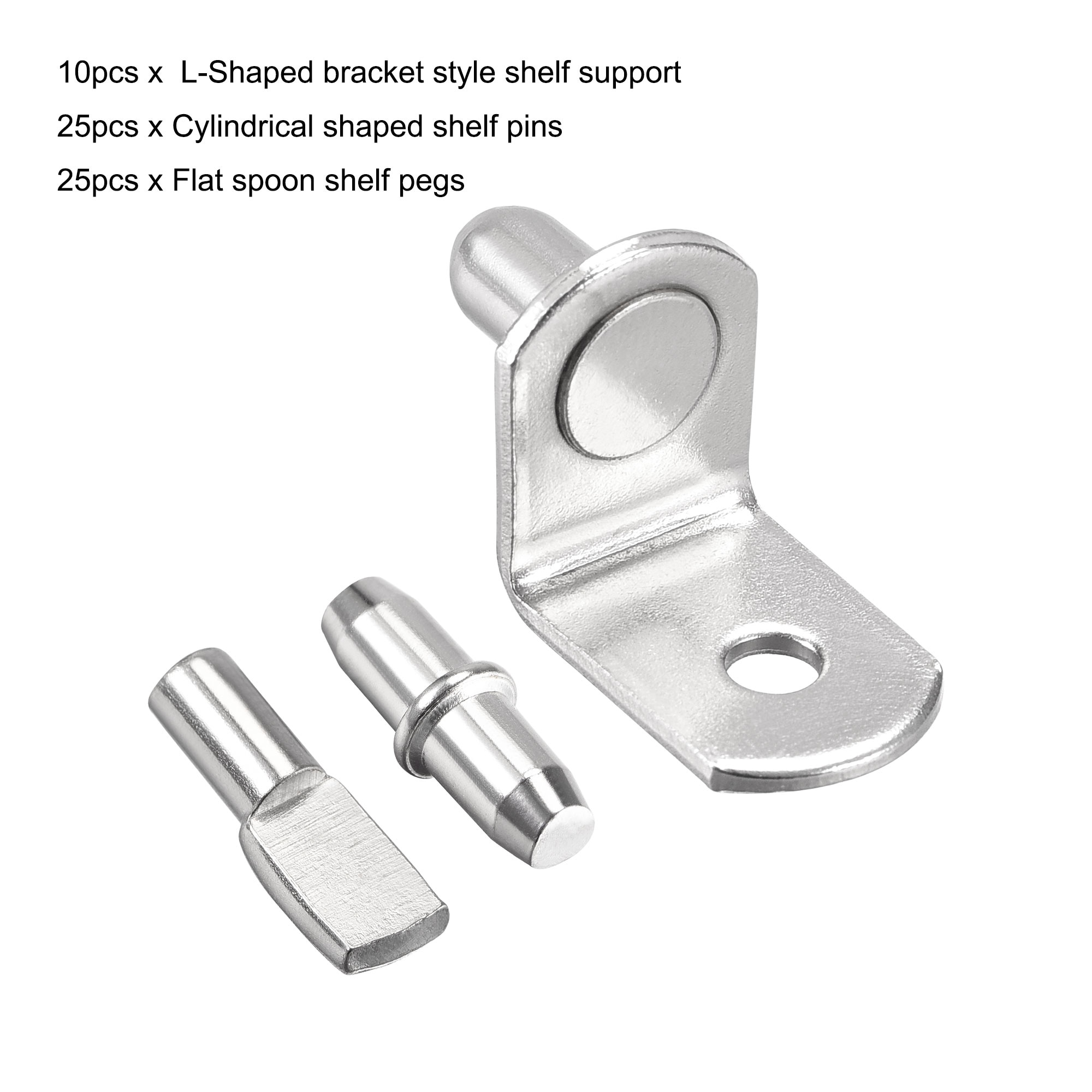 Shelf Support Peg 3 Style Bracket Pegs 5mm 6mm Pin with Hole 60pcs - Silver  Tone - Bed Bath & Beyond - 33874945