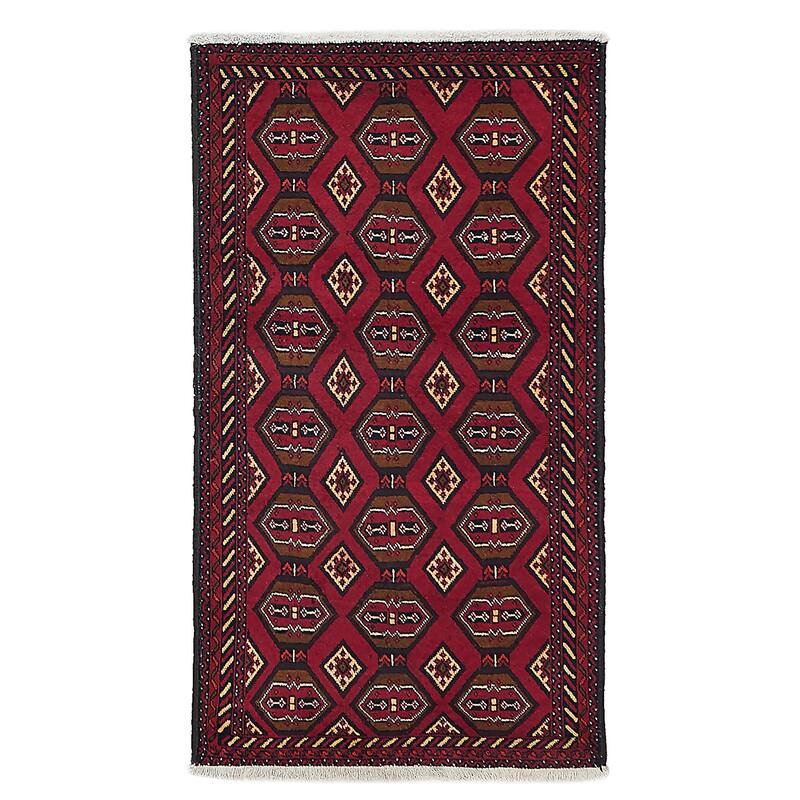 ECARPETGALLERY Hand-knotted Baluch Red Wool Rug - 3'1 x 5'7