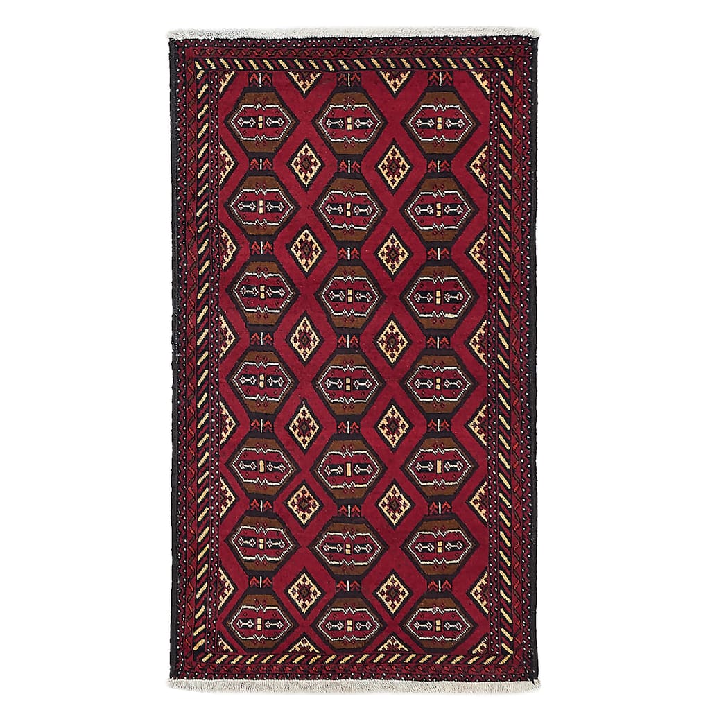 ECARPETGALLERY Hand-knotted Baluch Red Wool Rug - 3'1 x 5'7