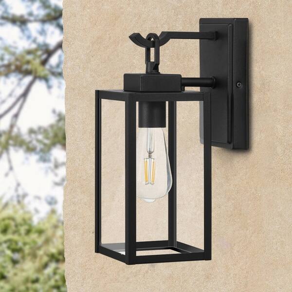 slide 2 of 5, Matt Black 13.58"H Outdoor Wall Lantern