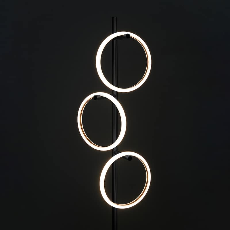 Brightech Saturn 66 in. Industrial 3-Light 3-Way Dimming LED Floor Lamp with 3 Replaceable LED Rings