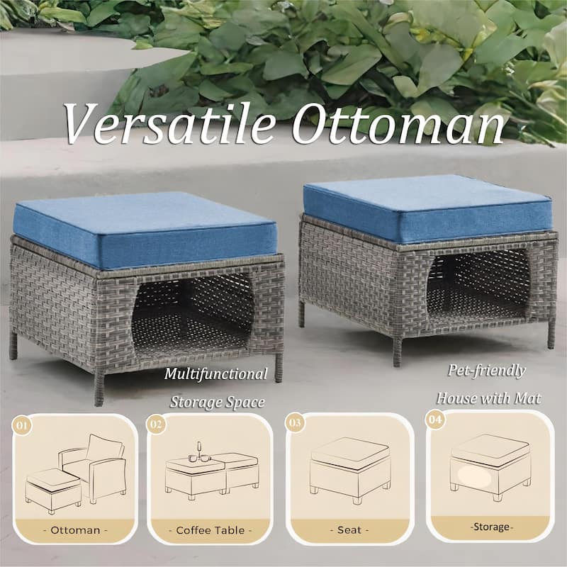 High Back Rattan Wicker Outdoor Patio Conversation Swivel chairs Sets