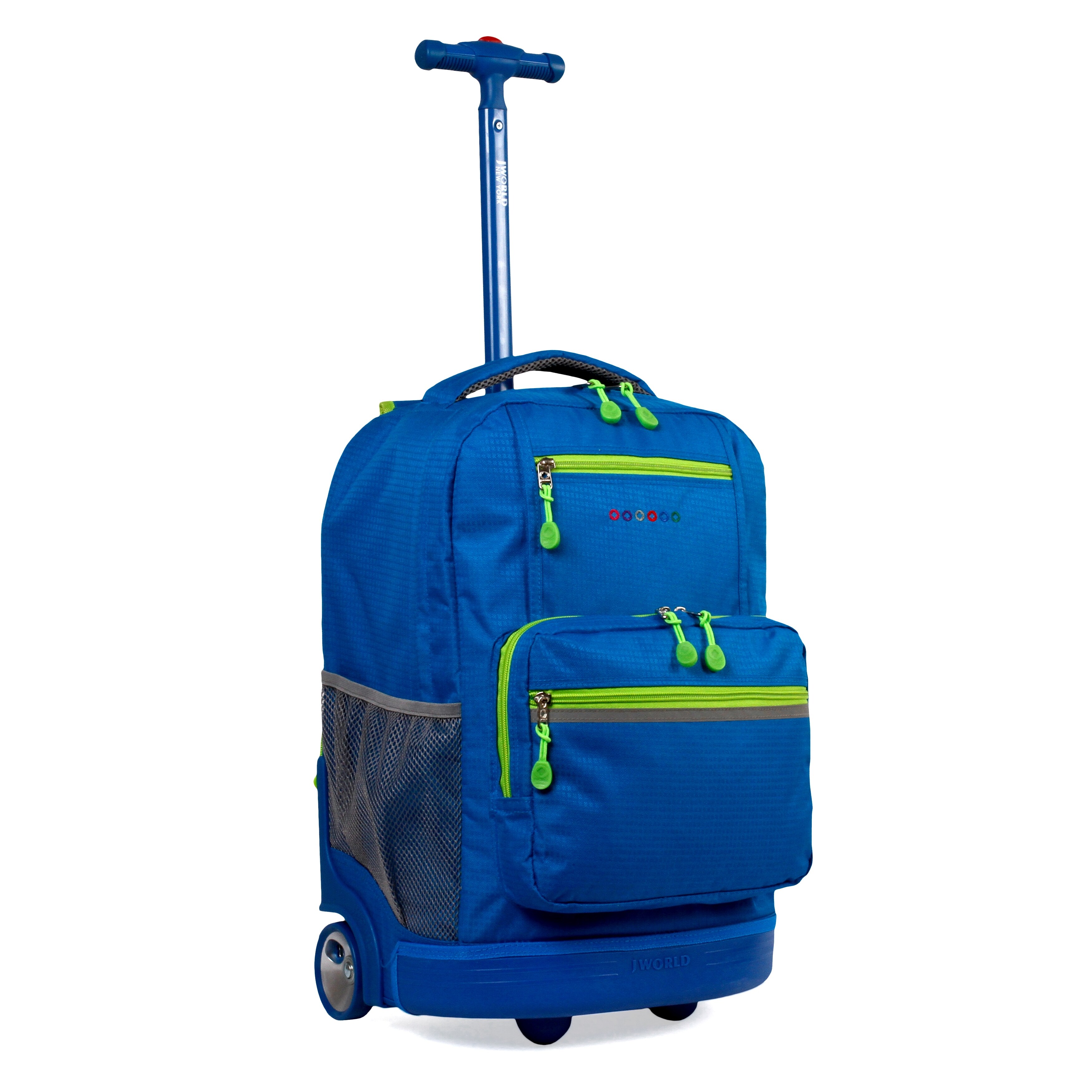 blue rolling backpack