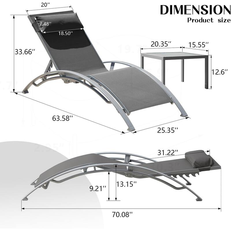 Pool Lounge Chairs Set of 3