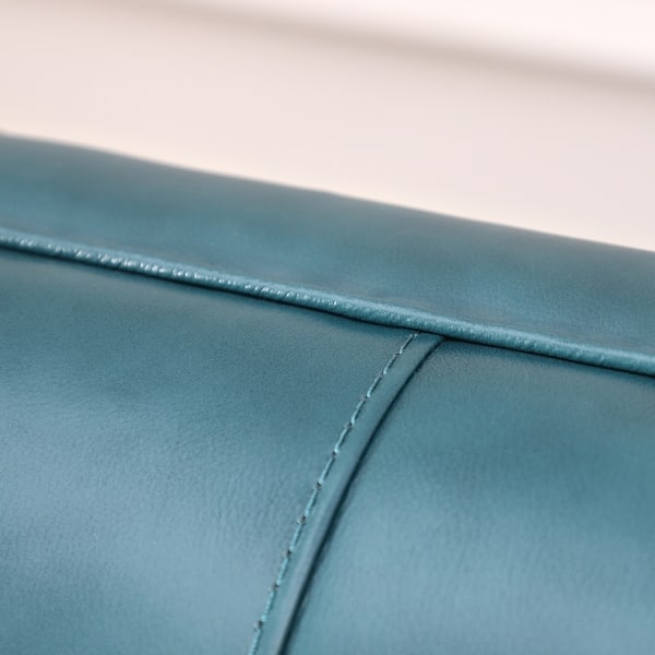 Carson Carrington Vavra Turquoise Leather Sofa 86 W X 36 D X 33 H Overstock 30268255 Beautiful real leather sofa used in a formal room past 5 years so not used all that often! carson carrington
