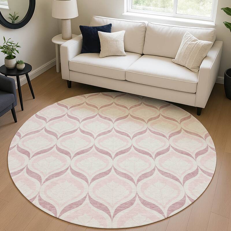 Machine Washable Indoor/ Outdoor Modern Trellis Chantille Rug