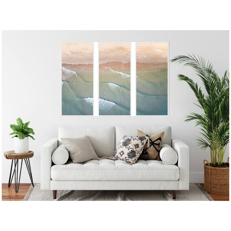 Kate and Laurel Layers of Water 3 Piece Framed Canvas Wall Art Set by Emiko and Mark Franzen F2 Images