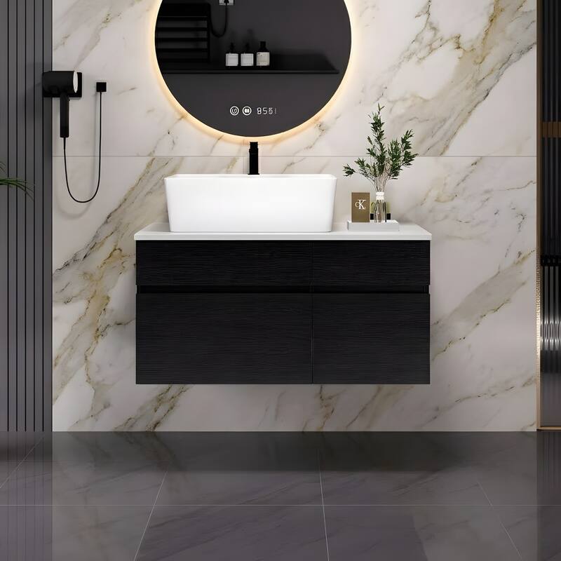 31.5 Inches Floating Single Small Bathroom Vanity with Sink