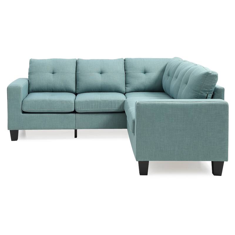 Tufted Twill L Shape Sectional Sofa - 82" - Teal