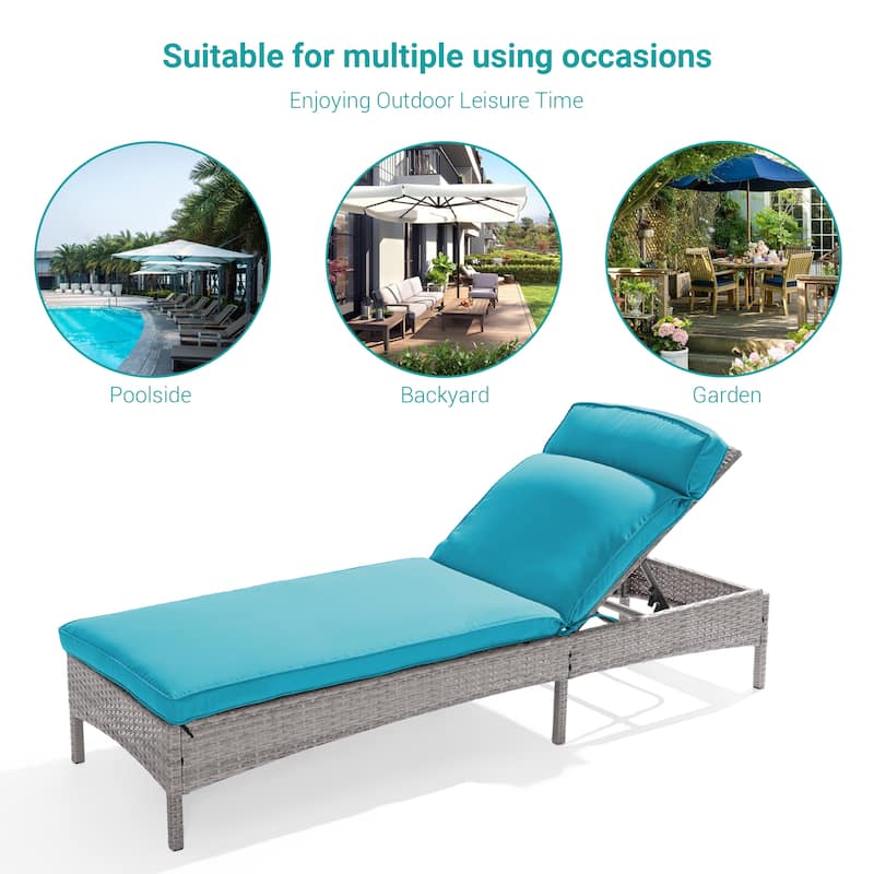 BONOSUKI Lounge Chaise Patio Rattan Chair Adjustable Inclination Angle