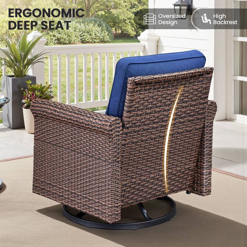 Pocassy Outdoor Sofa Swivel Chairs Patio Chair Funiture Set