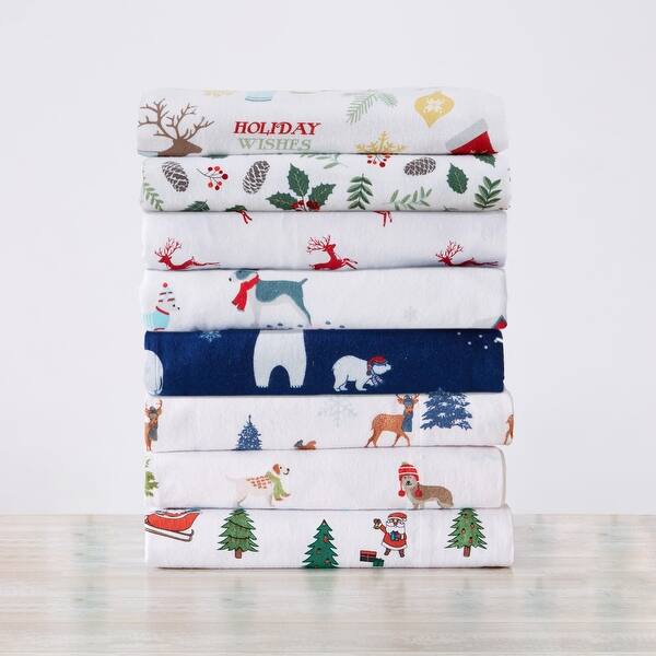 slide 1 of 26, Great Bay Home Extra Soft Holiday Printed Cotton Flannel Sheet Set
