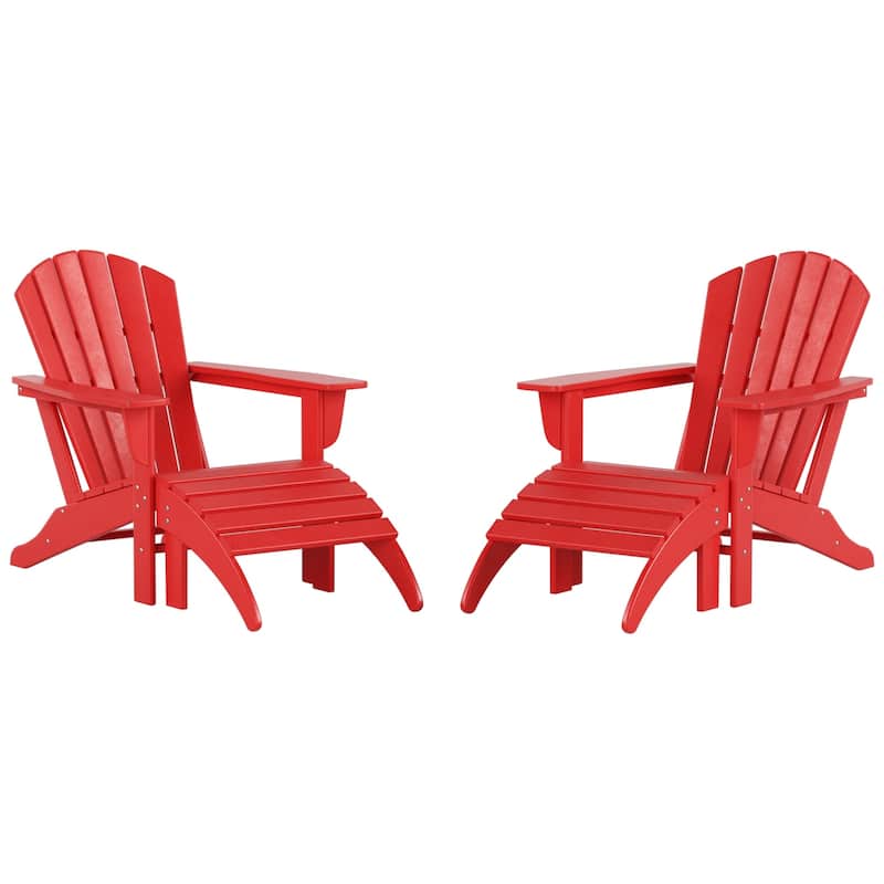 Altura Outdoor Eco-Friendly All Weather Adirondack Chairs with Ottomans (4-Piece Conversation Set)