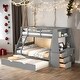 preview thumbnail 1 of 16, Twin over Full Bunk Bed with Trundle, Built-in Desk, Storage Drawers & Shelf in Gray - Perfect for Sleepovers Grey