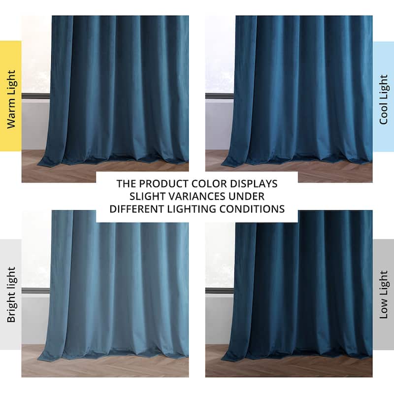 Exclusive Fabrics Basic Deluxe Velvet Room Darkening Curtain Pair - 2 Panels Window Curtains
