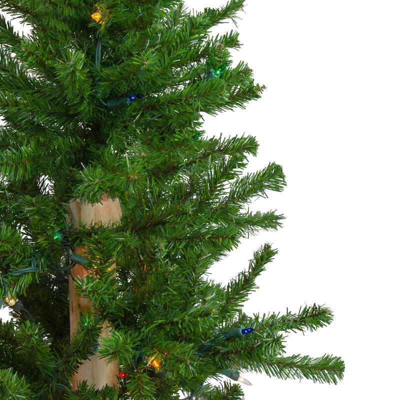 Pre-Lit Medium Alpine Artificial Christmas Tree - 3' - Multi Lights - 3 Foot