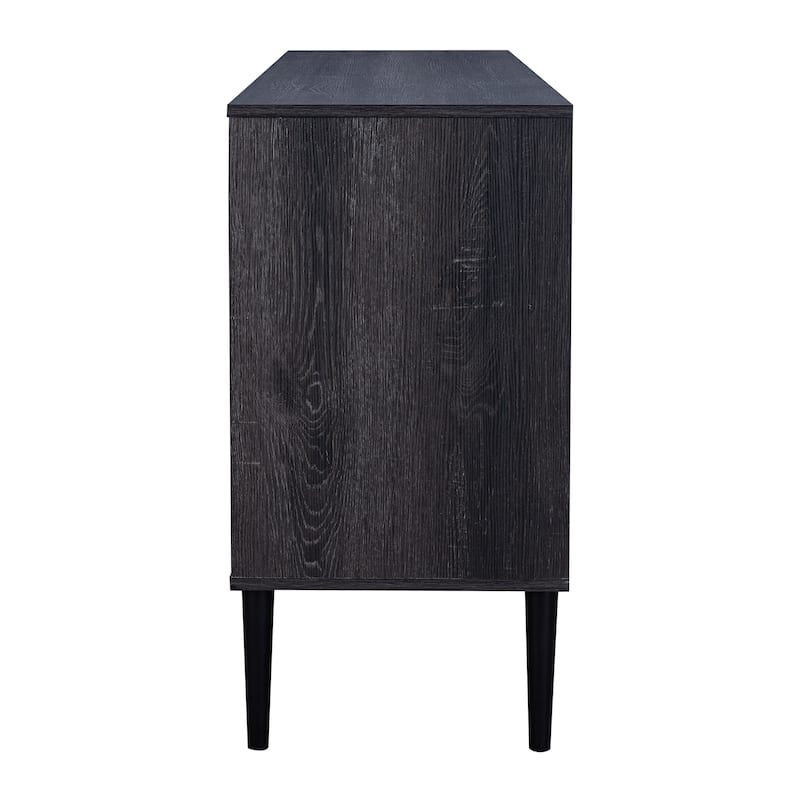 Ethan 3 Fluted Glass Door Buffet Sideboard with Shelves