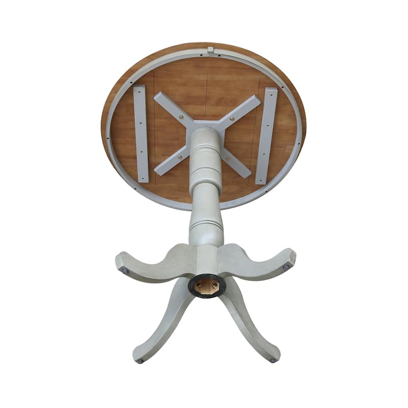 36" Round Top Pedestal Table - Hickory/Stone - N/A