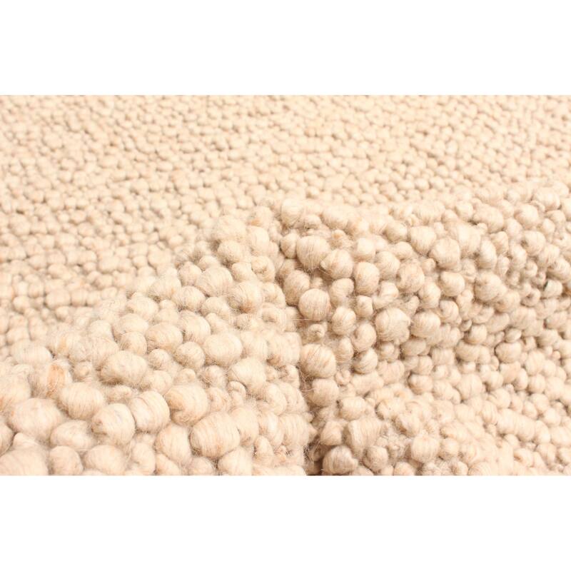 ECARPETGALLERY Braid weave Sienna Beige Wool Rug - 4'0 x 5'11