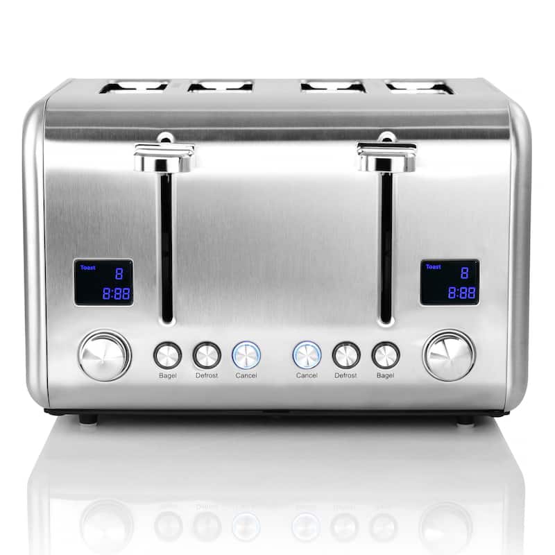 MegaChef 4 Slice Toaster in Stainless Steel Silver