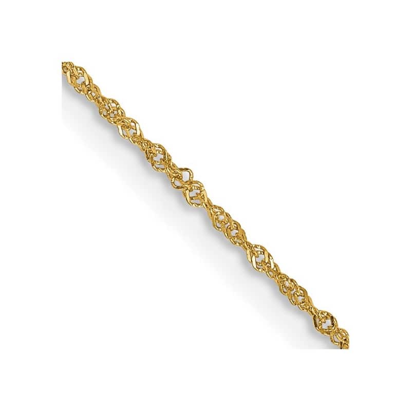 Curata 14k Yellow Gold 9" or 10" 1mm Singapore Chain Anklet (Spring-ring)