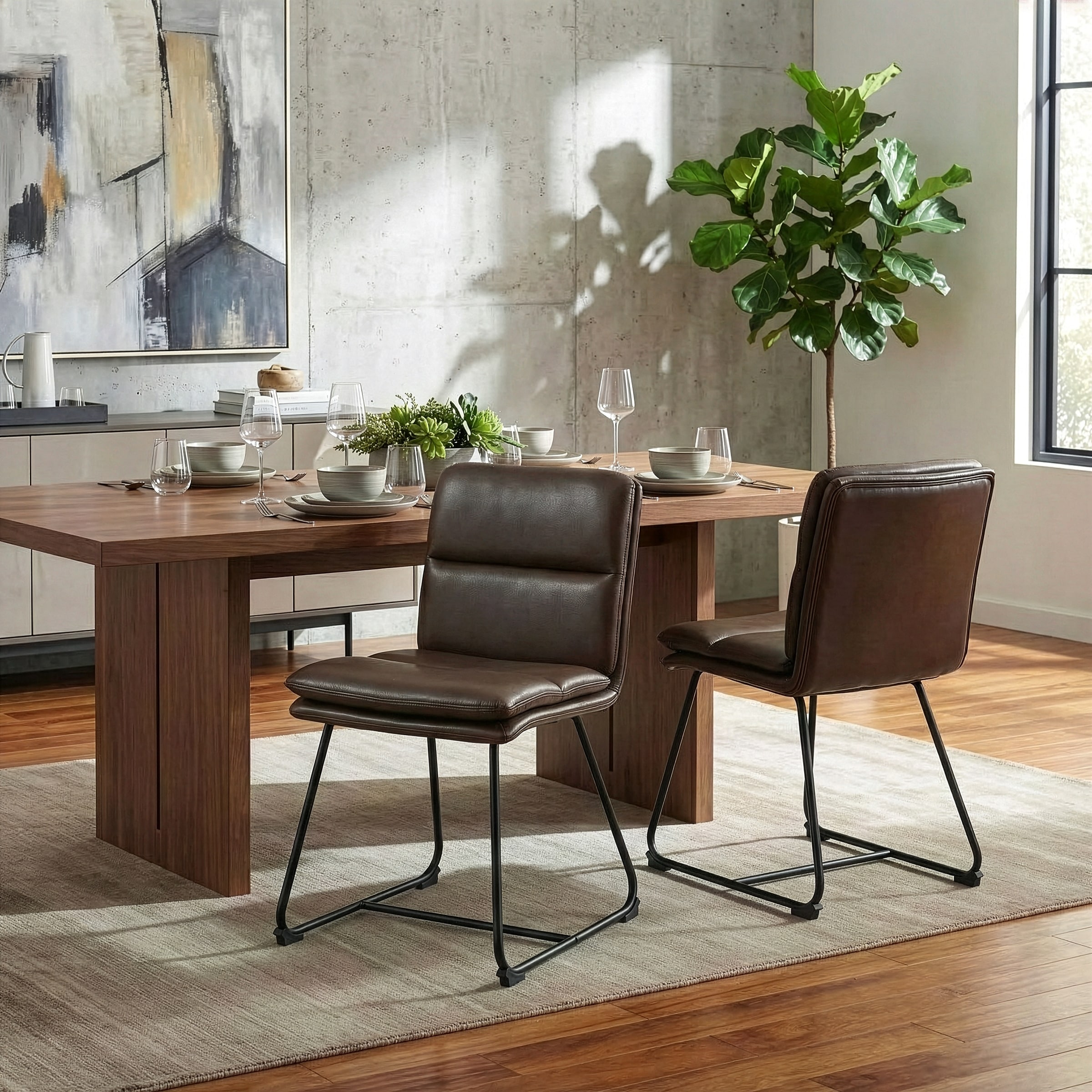 Aulani Upholstered Faux Leather Metal Frame Dining Chair (Set of 2)
