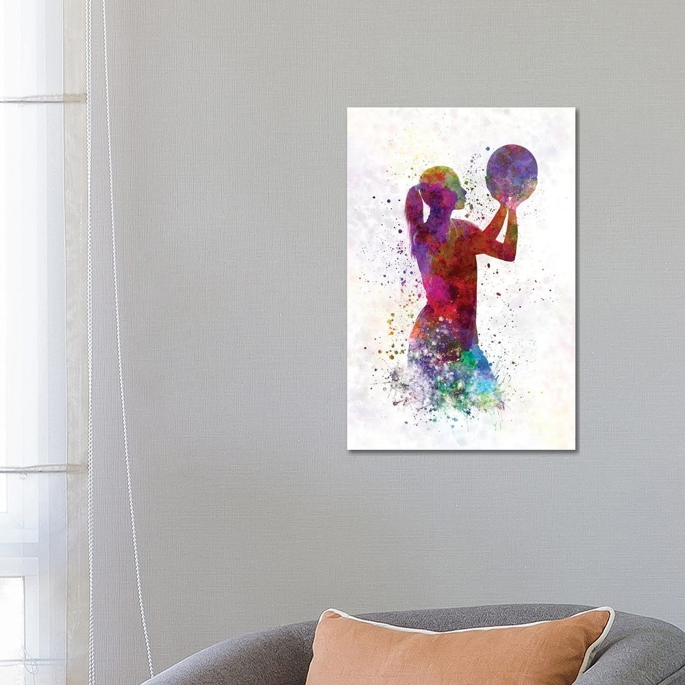 iCanvas "Young Woman Basketball Player In Watercolor III" by Paul Rommer Canvas Print