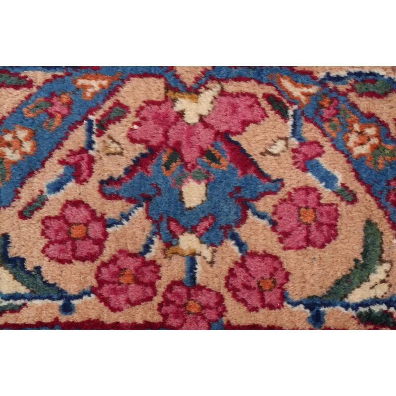 Hand Knotted Oriental 100% Wool Carpet Traditional Floral Beige & Ivories Kerman Area Rug - 11' 5'' X 8' 1''