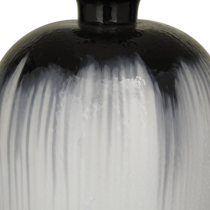 Glass Gourd Style Base Table Lamp with Drum Shade - White - Roche River Decor - 17"W x 17"L x 29"H