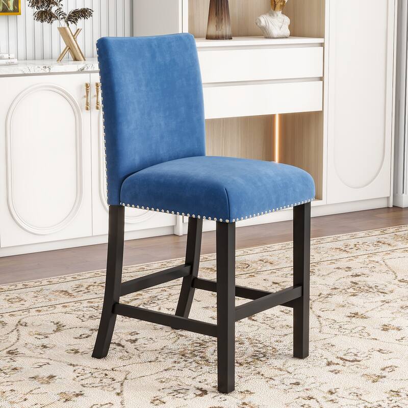 Modern 5-Piece Dining Set with Square Table, 4 Upholstered Chairs & Nailheads