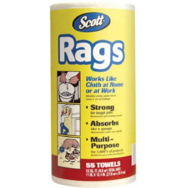 Scott 75230 Rags Paper Towel, White, 55Count Overstock 27596002