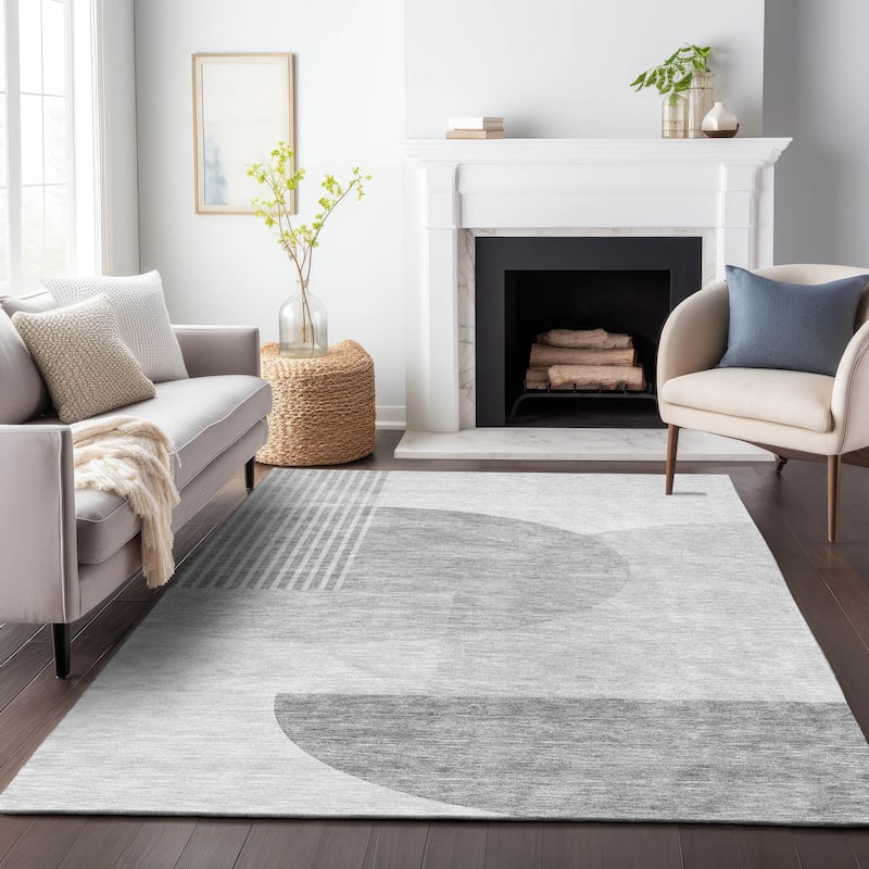 Premium Washable Super Soft Modern Deco Mayfield Rug - Gray - 8' x 10' - Rectangle