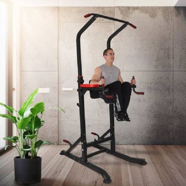 Power Tower Multi-Functional Pull Up Bar Dip Station Push Up Workout Exercise Equipment Height Strength Training Stand