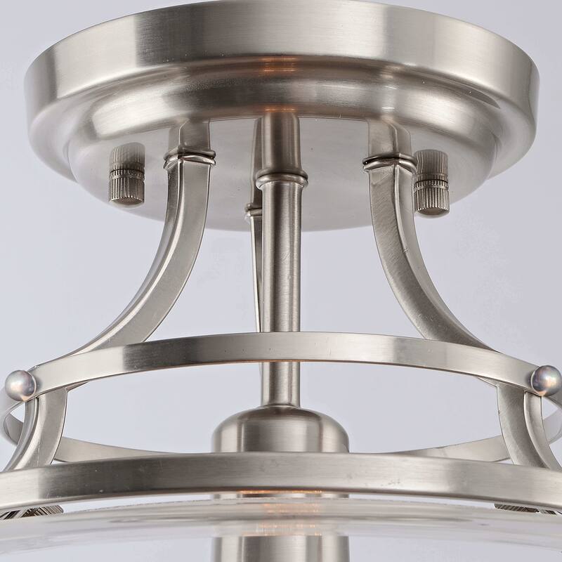 Luna 13.2" Mouth-blown Round Clear Glass Semi Flush Mount