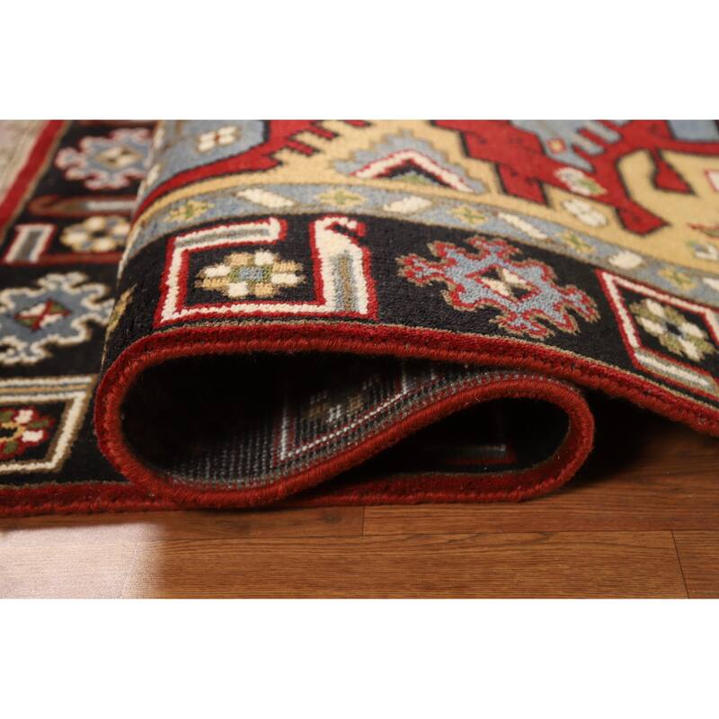 Hand Knotted Oriental 100% Wool Carpet Traditional Geometric Red Viss Area Rug - 5' 9'' X 4' 1''