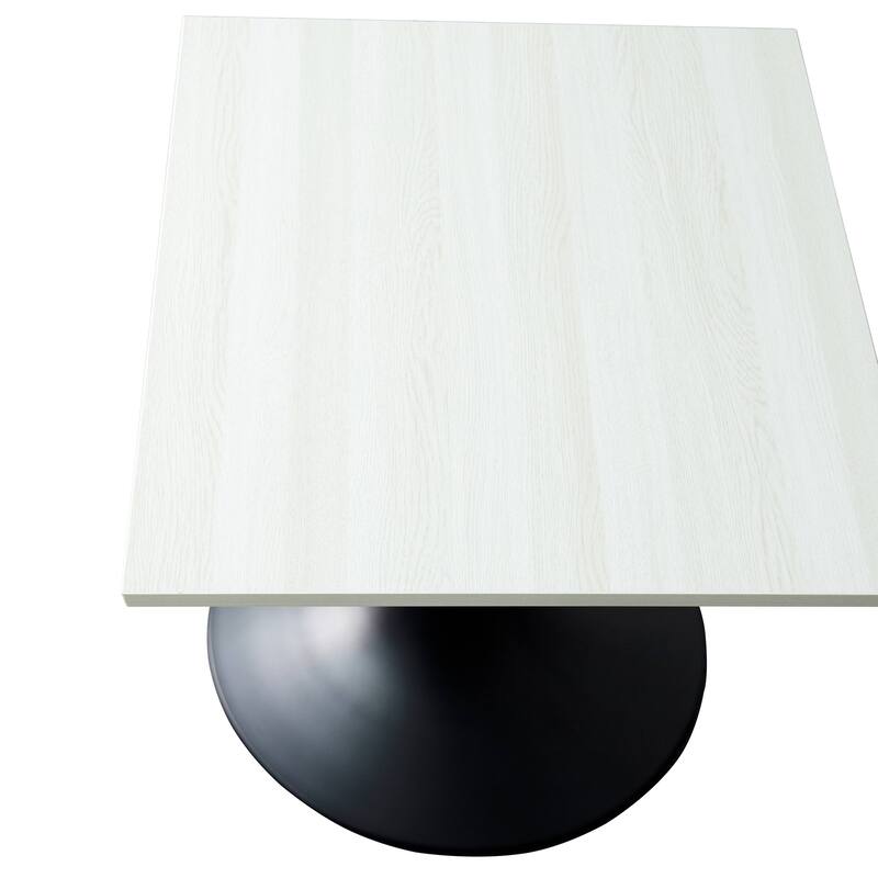 Verve 24 in. Wide Dining Table Square MDF Wood Tabletop in Black Stainless Steel Pedestal Base Accent Kitchen Table