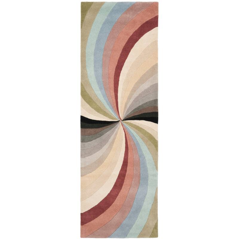 SAFAVIEH Handmade Soho Katelyn Vortex Wool Rug - 2'6" x 8' Runner - Multi