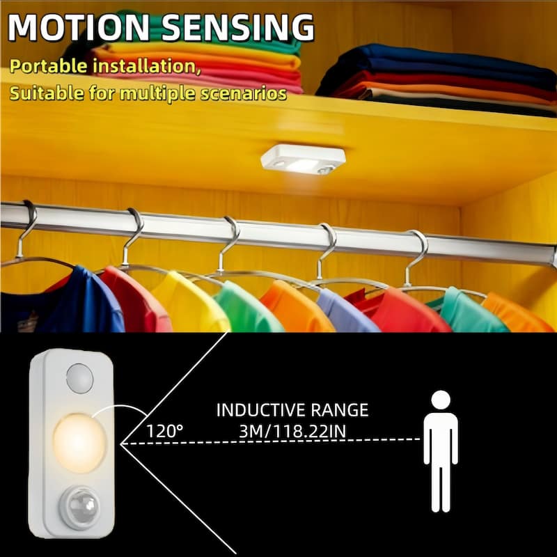 4-Pack Rechargeable Motion Sensor LED Lights,Warm Colors