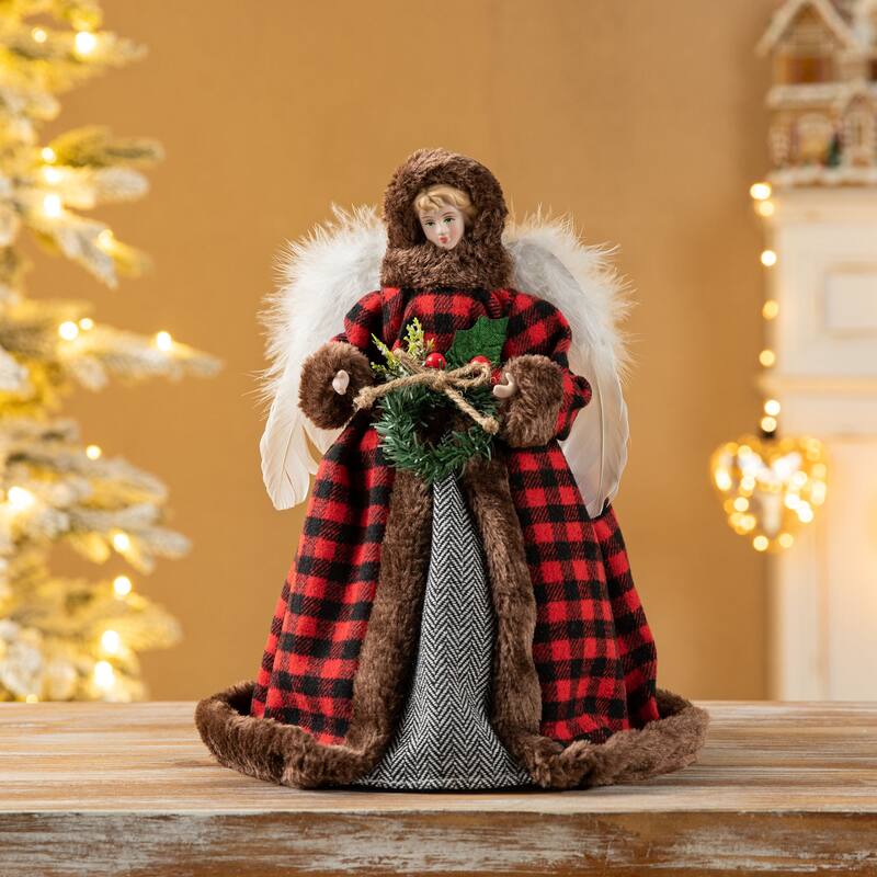 Glitzhome 12"H Christmas Angel Tree Topper