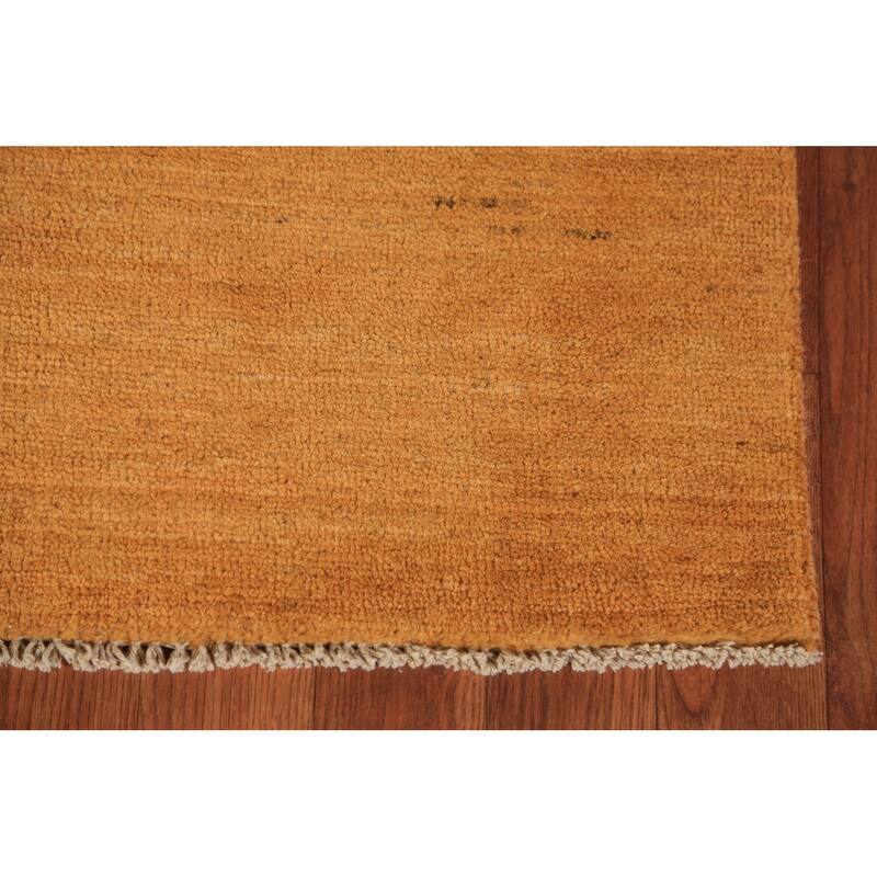 Orange Gabbeh Modern Area Rug Hand-Knotted Oriental Wool Carpet - 5'11" x 6'9"