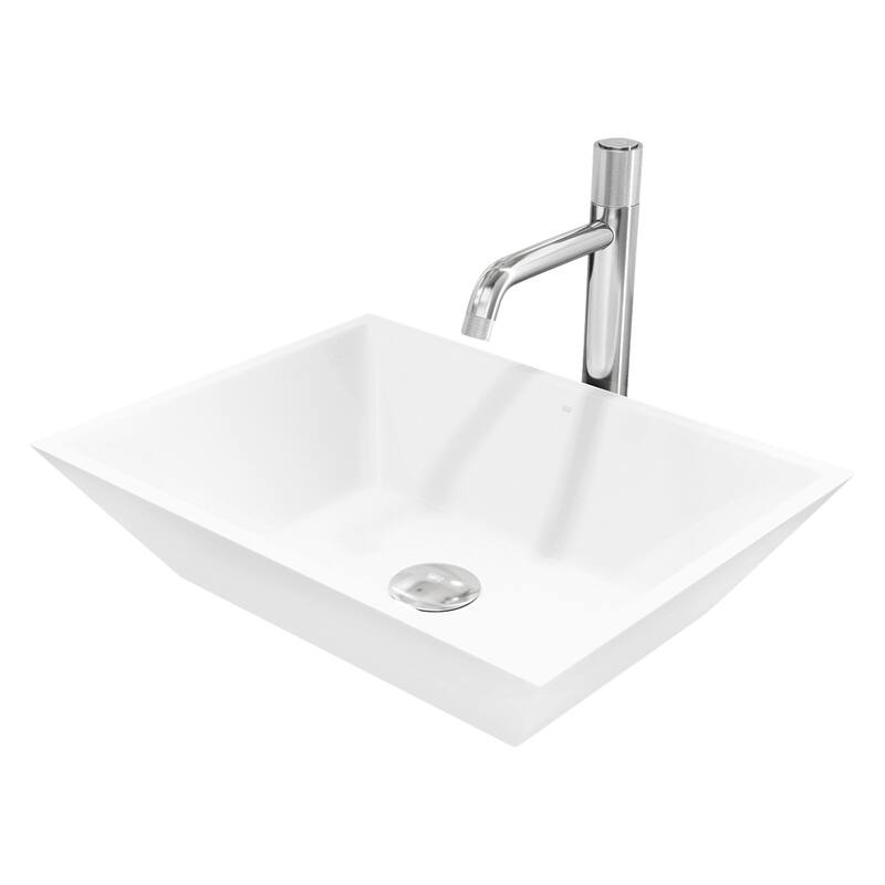 VIGO Vinca 18"L x 14"W MatteStone Vessel Sink and Apollo 12"H Faucet Set