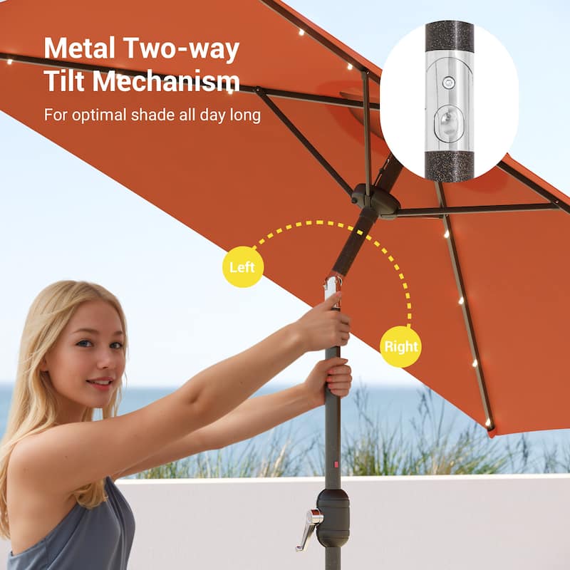 BONOSUKI 6.5x6.5Ft LED Patio Market Umbrella Weather-Resistant Frame