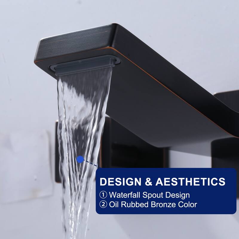 WOWOW Dual- Handle Waterfall Bathroom Wall-mount Faucet in Modern