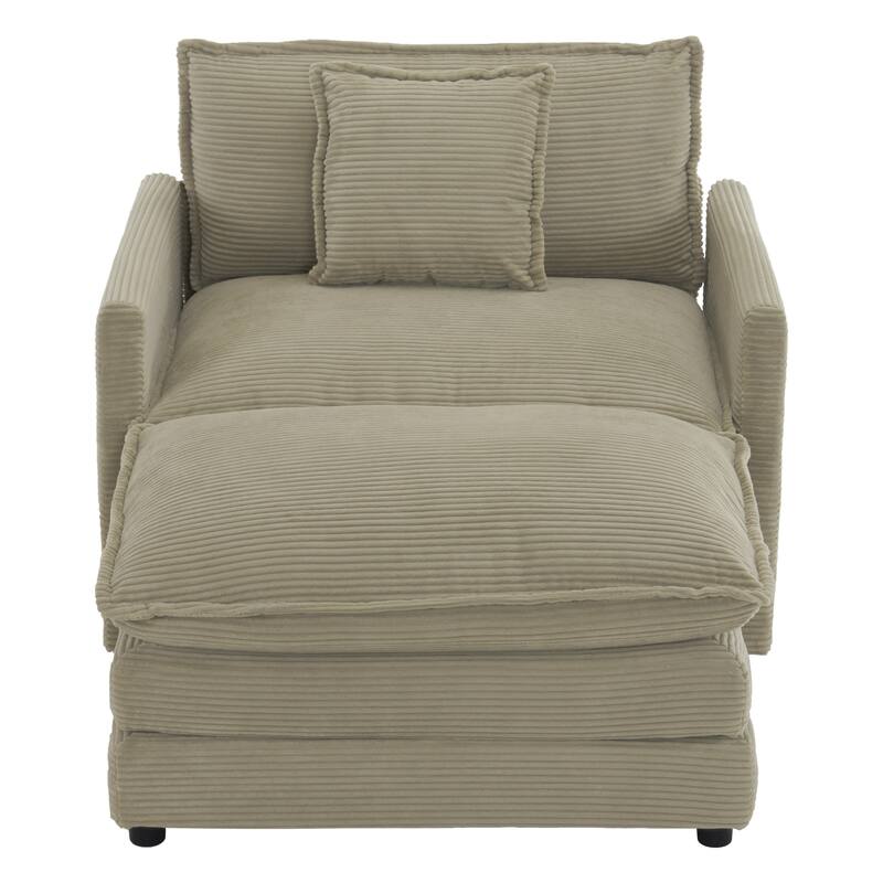 Roomfitters Compact L-Shape Sectional Sofa, Upholstered Corduroy Couch with Side Storage Pockets for Stylish Living Room