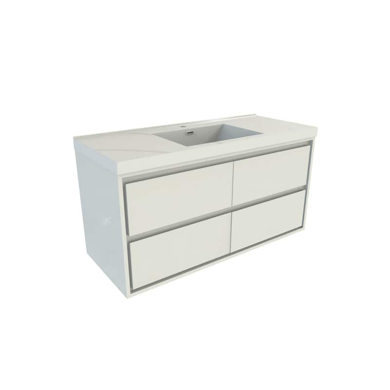 Sage 48" wall mounted bathroom vanity with single basin acrylic top