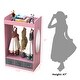 preview thumbnail 2 of 13, Costume RackOpen Hanging Armoire Closet with Mirror-PINK