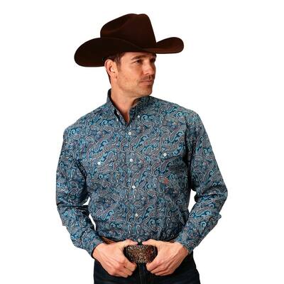 Roper Western Shirt Mens L/S Paisley Canyon Blue 03-001-0625-6005 BU